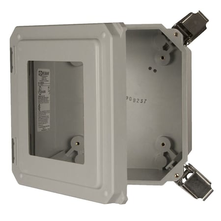 Wiegmann Quick Release Padlock Latch Electrical Enclosures, 6 in H, 4 in D, 6 in W, NEMA 4X, Fiberglass HW-60604CHQRW